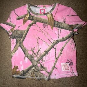 RealTree x Empyre Pink Camo Short Sleeve Tee with Brown Branch Print
